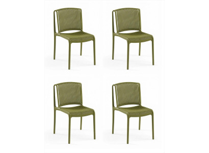 4x Stühle Grün Polypropylen Esszimmerstuhl Küchenstuhl Modern Design