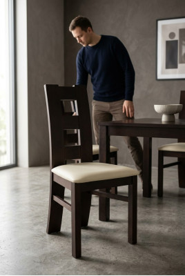 Massivholz Stuhl Esszimmerstuhl Designer Leder Stuhl Stühle Esszimmerstühle K42