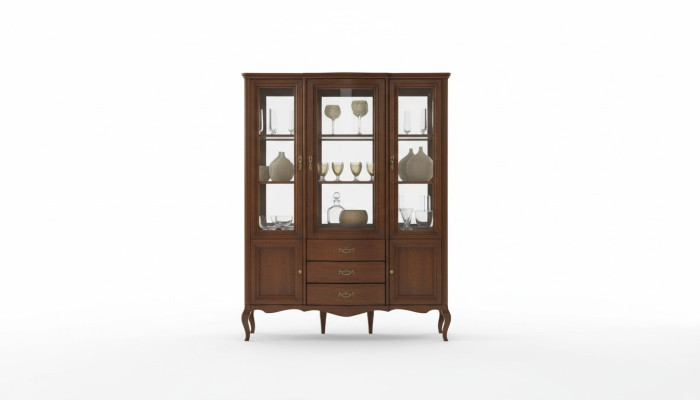 Hochwertige Vitrine Schrank Holz Glas Vitrinen Klassische Italienische Möbel Neu