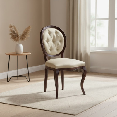 Klassischer Weiß-Brauner Stuhl Designer Holzstuhl Esszimmerstuhl Königsstuhl