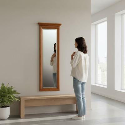Klassischer Großer Spiegel Wandspiegel Hängespiegel Holzrahmen Garderobe N-LP