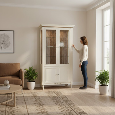 Klassische Vitrine Kommoden Vitrinen Vitrinenschrank Schrank Glasschrank FL-W2