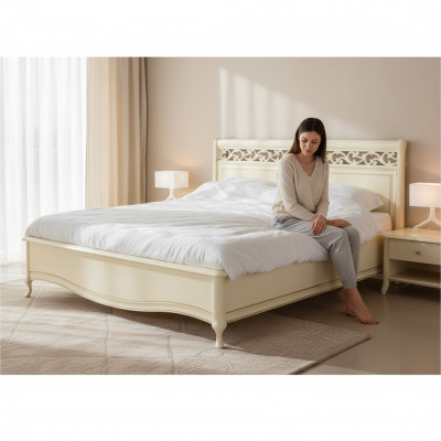Bett Ehebett Doppelbett Schlafzimmer Holzbett Klassisch - Model V-AP-N Holz