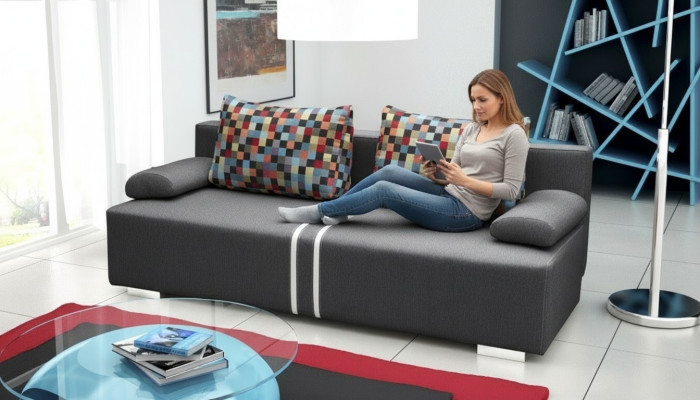 Schlafsofa 3-Sitzer mit Schlaffunktion, Bettkasten und Klappcouch - Designer Sofa