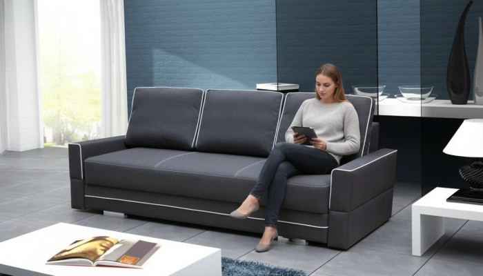 Schlafsofa Klappcouch 3-Sitzer Schlaffunktion + Bettkasten Couch Sofa Klappsofa