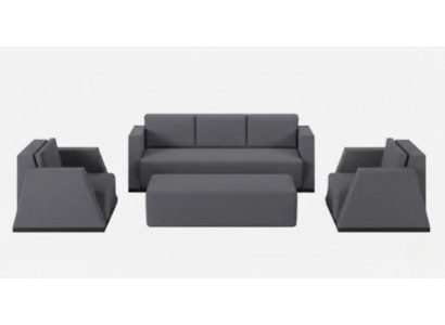 Stilvolle Graue Sofagarnitur Polstersofas 2x Luxus Sessel Couchtisch