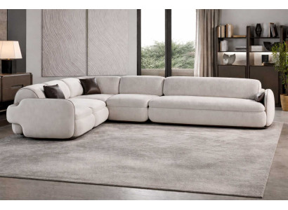 Weiße L-Form Polstercouch Designer Textilsofa Wohnzimmer Stoffcouch
