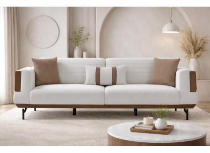 Stilvolle Weiße Wohnzimmer Polstercouch Designer 3-Sitzer Sitzmöbel