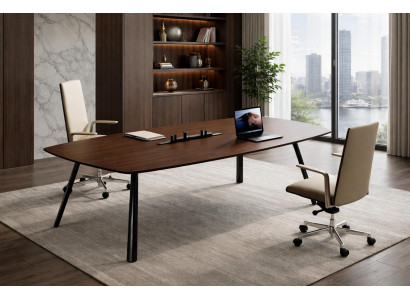 Stilvoller Brauner Schreibtisch Designer Büroeinrichtung Holztisch