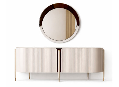 Stilvolle beige Sideboard mit Spiegel Kommode Sideboard für das Esszimmer