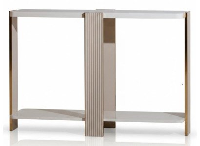Beigefarbene Konsole Kommode Holztisch Holzkonsole für das Wohnzimmer