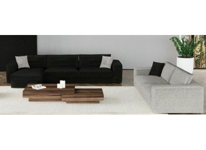 Stilvolle Polstersofas Schwarzer 4-Sitzer Exklusives Textilsofa 2tlg