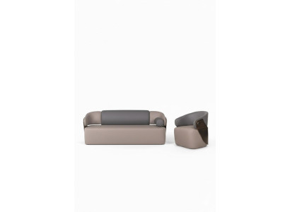 Beige Ledergarnitur Designer Ledersofa Stilvoller Ledersessel 2tlg