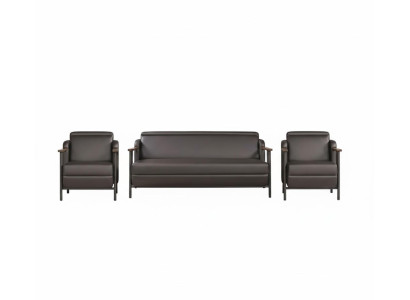 Arbeitszimmer Sitzgarnitur Edler 3-Sitzer 2x Ledersessel Möbel 3tlg