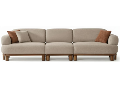 3-Sitzer-Sofa Beige Farbe Moderner Stil Holzrahmen Weiche Armlehnen
