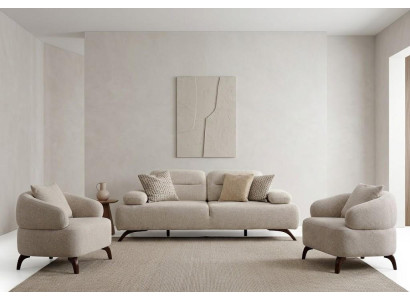 Wohnzimmer Möbel Moderner Stil Beige Holzgestell Kissen Komfortabel