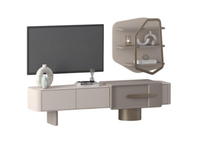 Wohnwand Moderner Stil Beige Farbe Geräumige Wohnwand Elegantes Design
