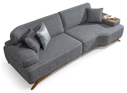 4 Sitzer Sofa Stoffbezug Holzgestell mittlere Festigkeit Kissen Neu