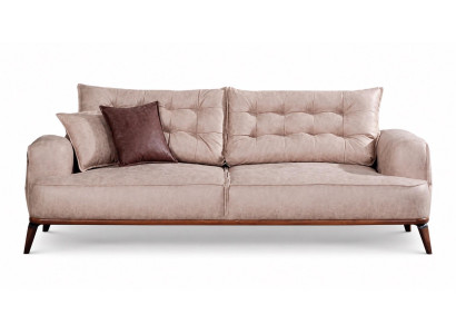 3-Sitzer sofa Leder Modern Kissen Elegant Komfortabel Bequem Beige Neu