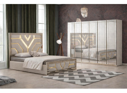 Stilvolles 2-tlg. Schlafzimmer-Set mit Bett und Kleiderschrank