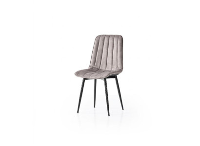 Stuhl Grau Bequem Weich Stoff Metall Schwarze Elemente Modern