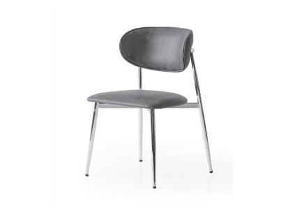 Stuhl Grau Bequem Weich Stoff Metalloptik Modern Stabil Hochwertig