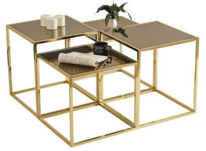 Stilvoll Modern Couchtische Wohnzimmer Komfort Luxus Neu Gold Exklusiv
