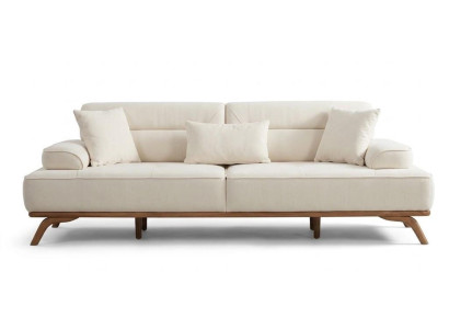 3-Sitzer sofa Textilien Weiß Modern Kissen Ergonomische Rückenlehne