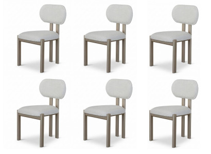 6X Stuhl Weiß Braun Moderner Stil Komfortabel Minimalistisch Schlicht