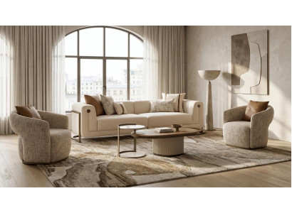 Stilvolles Wohnzimmer-Set 3 + 1 + 1-Sitzer Couchtisch Beistelltisch Sofas