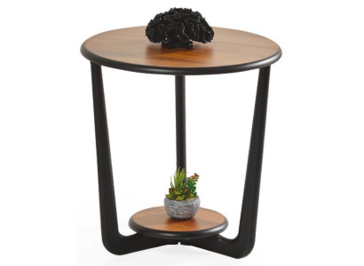 Couchtisch Rund Schwarz Braun Holz Modern Beistelltisch Luxus Neu