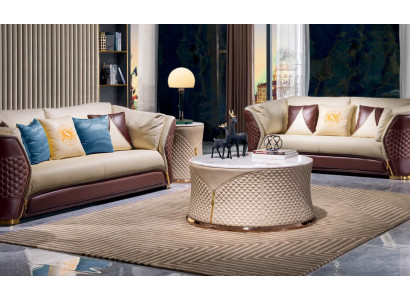 Couch Tisch Kaffee Beistell Design Modern Rund Wohnzimmer Runde Tische Leder Neu