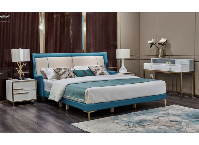 Bett Nachttisch Schlafzimmer Set Design Modern Luxus Betten Gruppe Leder 3 tlg.