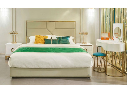 Bett Polster Design Luxus Metall Doppel Betten Ehe Schlaf Zimmer Leder Hotel Neu