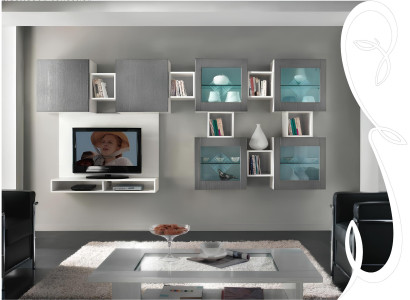 Wohnwand rtv Wandschrank Regal Wohnzimmer tv Holz Schränke Vitrine Wand Regale