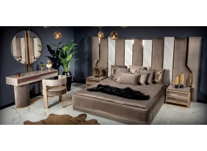 5tlg Schlafzimmer Set 2x Nachttische Bett Kommode Spiegel sign Möbel Luxus Neu