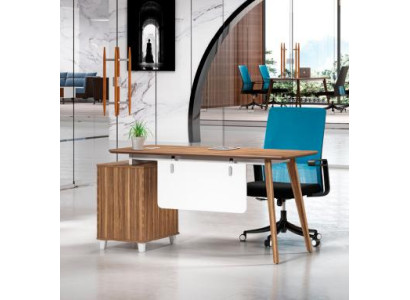 Braun-Weißer Schreibtisch Luxuriöse Arbeitszimmer Möbel Edler Holztisch