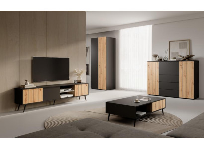 Wohnzimmer Holzmöbel Couchtisch Modern TV-Lowboard Luxuriöses Schrank Set 4tlg
