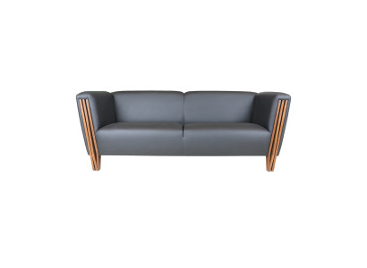 Stilvolles Graues Dreisitzer-Sofa Holzgestell Edle Wohnzimmer Couch