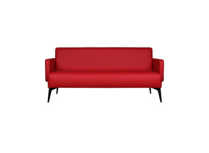 Bequemer Roter 3-Sitzer Couch Wohnzimmer Ledersofa Holzgestell