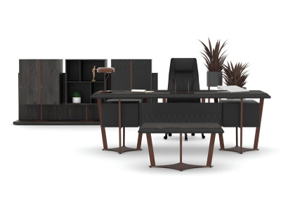 Stilvolle Büroeinrichtung Designer Set Bürotisch Regalwand 2x Tische