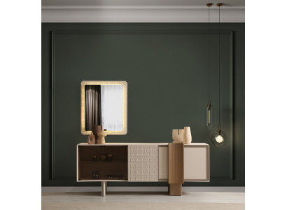 Stilvoller Modernes Esszimmer-Set Designer Beige Luxus Konsole Edler Spiegel