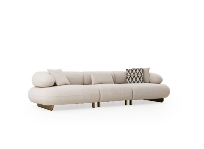 Beige 5-Sitzer Couch Designer Stoffsofa mit verstellbarer Rückenlehne