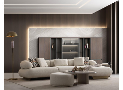 Beige Couchgarnitur Wohnzimmer Dreisitzer Luxus Couchtisch Hocker