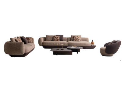 Stilvolle Beige Sofagarnitur Relaxsofa Designer 4-Sitzer Couchtisch