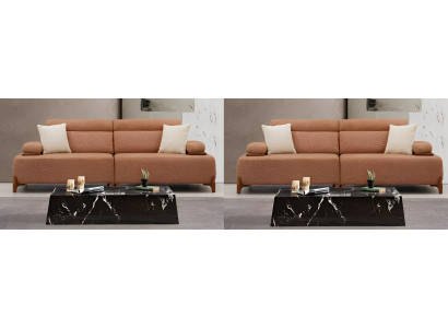 Braunes 3-Sitzer Sofa + 3-Sitzer Sofa mit modernen Holzelementen