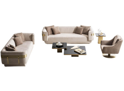 Stilvolle Wohnzimmer Sofagarnitur Designer Couchtische Sessel 5tlg