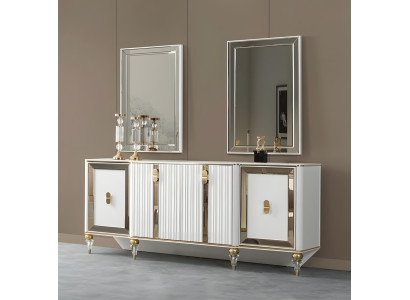 Stilvolles Wohnzimmer Sideboard Designer 2x Spiegel Luxus 3tlg Set