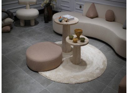 Beiger Couchtisch Designer Rundtisch Wohnzimmer Kaffeetisch Möbel