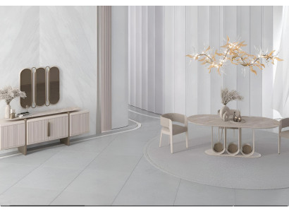 Beiges Esszimmer-Set Stilvoller Esstisch 4x Textilstühle Sideboard